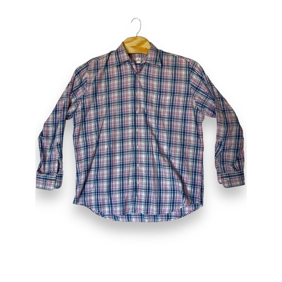 Peter Millar Other - Peter Millar Men's XL Blue Pink Plaid Button-Up Shirt  Casual Long Sleeve Cotton